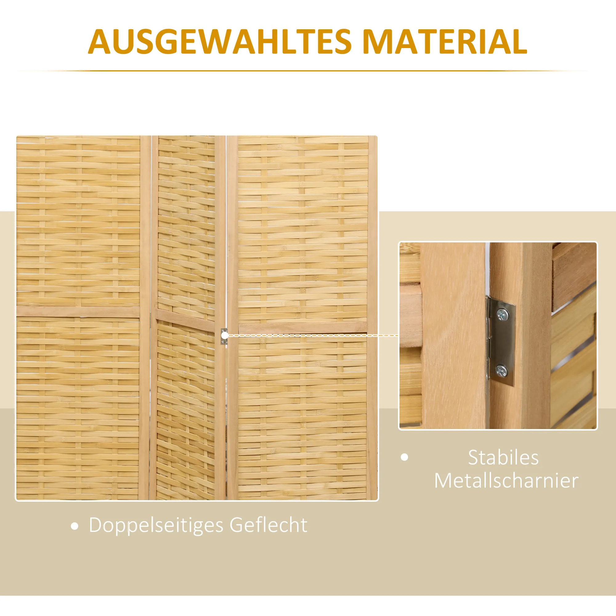 3DELIGE KAMERSCHERM VAN BAMBOE 120 X 170 CM – VOUWBARE SCHEIDINGSWAND VOOR WOONKAMER EN SLAAPKAMER