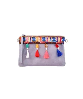 Grijze Suède Clutch Indian Summer