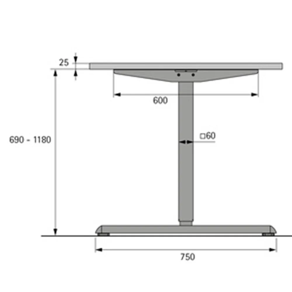 HETTICH TAFELONDERSTEL STEELFORCE PRO 300 SLIM, KLEUR ZWART, ELECTRISCH VERSTELBAAR
