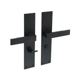 INTERSTEEL Deurkruk Amsterdam met renovatieschild 2mm WC63/8 zwart