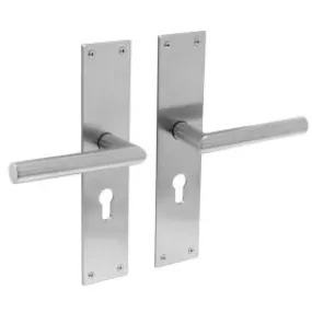 INTERSTEEL Deurkruk recht Hoek 90° met schild 250x55x2mm profielcilindergat 55mm rvs geborsteld