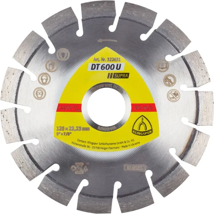 KLINGSPOR  DT 600 U SUPRA  DIAMANTSCHIJVEN  125 X 22.23MM  KORTE VERTANDING
