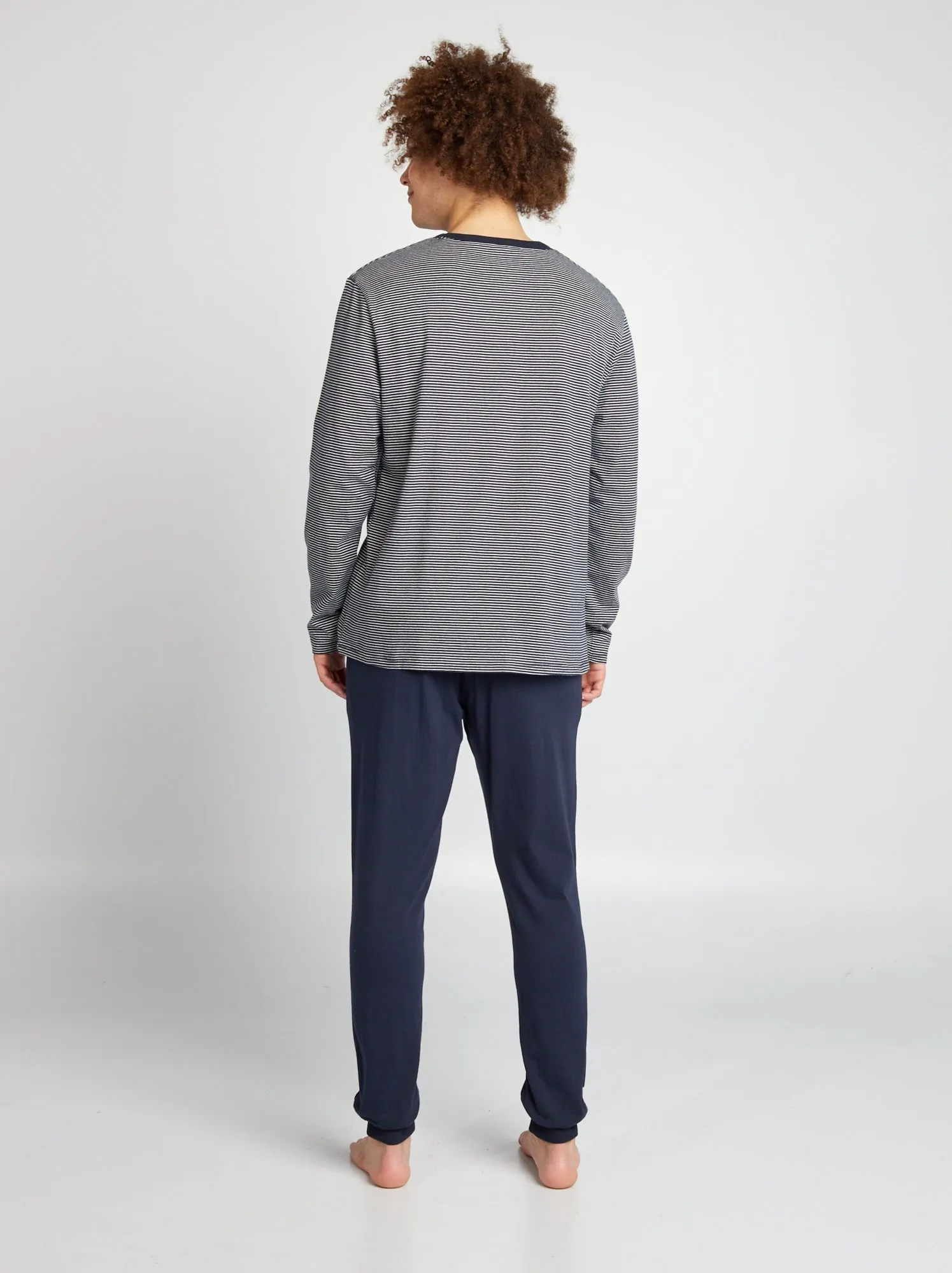 LANGE, TWEEDELIGE PYJAMA  2DELIG  BLAUW