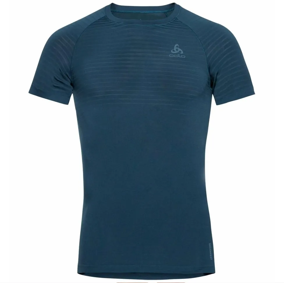 ONDERSHIRT ODLO MEN CREW NECK S/S PERFORMANCE XLIGHT BLUE WING TEAL