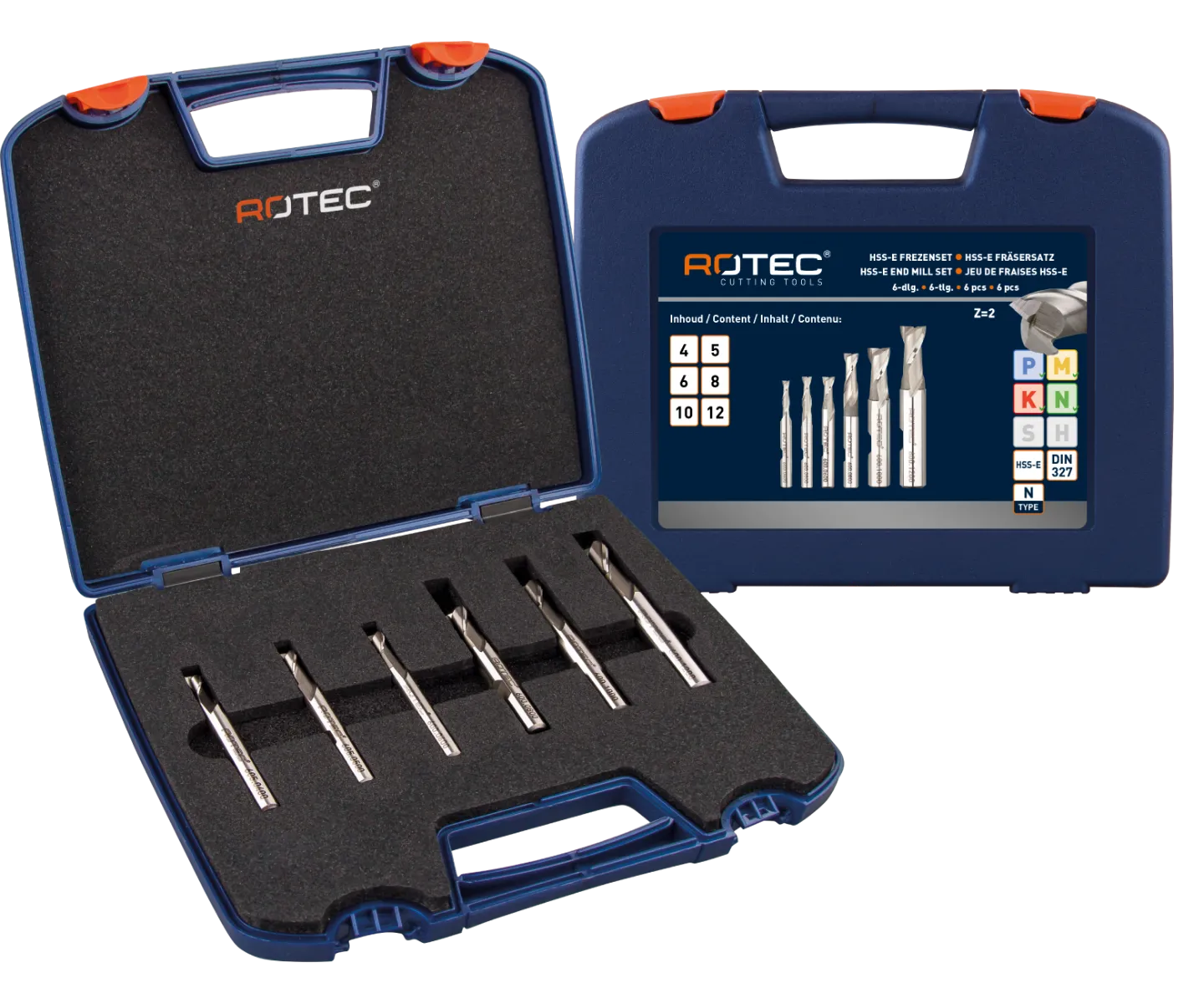 ROTEC FREZENSET, TYPE 600, 6DELIG, ø4, 5, 6, 8, 10 EN 12MM
