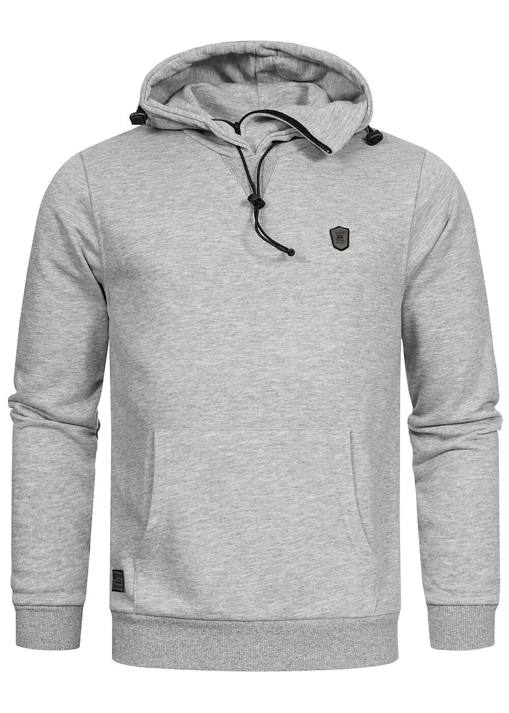 Rusty Neal Herren Basic Hoodie mit Kängurutasche und Kordelzug grau