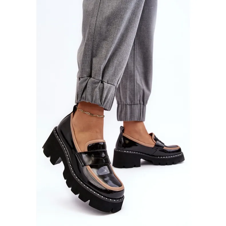 S.BARSKI LEREN DAMESMOCASSINS D&AMP;A MR87032 ZWART