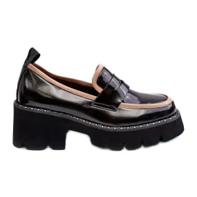 S.Barski Leren damesmocassins D&amp;A MR870-32 zwart