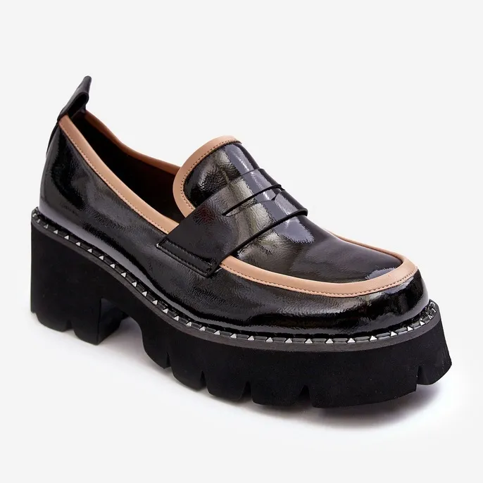 S.BARSKI LEREN DAMESMOCASSINS D&AMP;A MR87032 ZWART