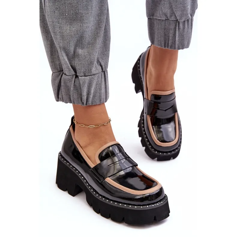 S.BARSKI LEREN DAMESMOCASSINS D&AMP;A MR87032 ZWART