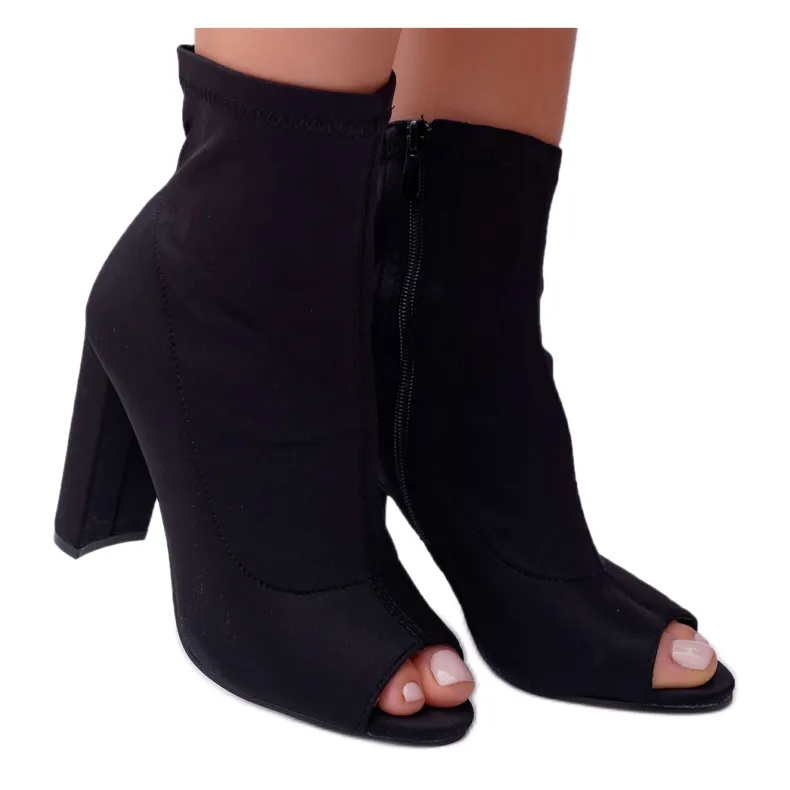 SEA Women's Boots On A High Heel Lycra Open Toes Black First zwart