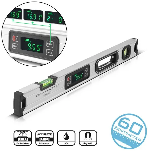 STAHLWERK DIGITALE WATERPAS DW600 ST VAN ALUMINIUM MET 600 MM LENGTE MAGNETISCHE WATERPAS | MAGNETISCHE WATERPAS | ALUMINIUM WA