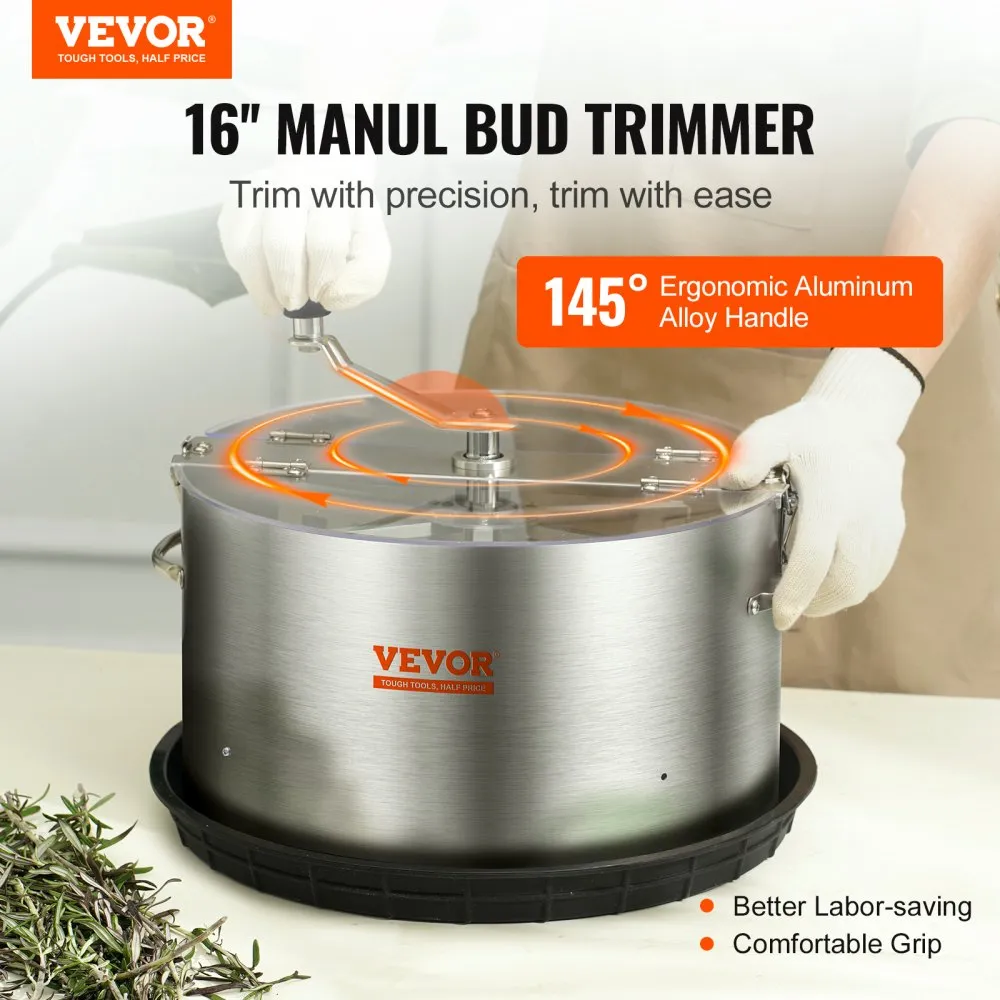 VEVOR 16" Harvester Handmatige Trimmer Knoptrimmer 2 soorten trimgaas voor het snijden van natte/droge planten Tumble Cutte