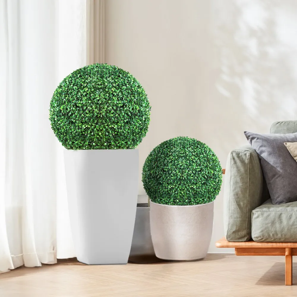 VEVOR 2X BUXUS KUNSTBOL Ø50,8CM TUINDECORATIE BUXUS BAL KUNSTBUXUS BAL KUNSTPLANT VAN PE, HOUT, PP INCL. 2 DECORATIEVE LEDLAMPJ