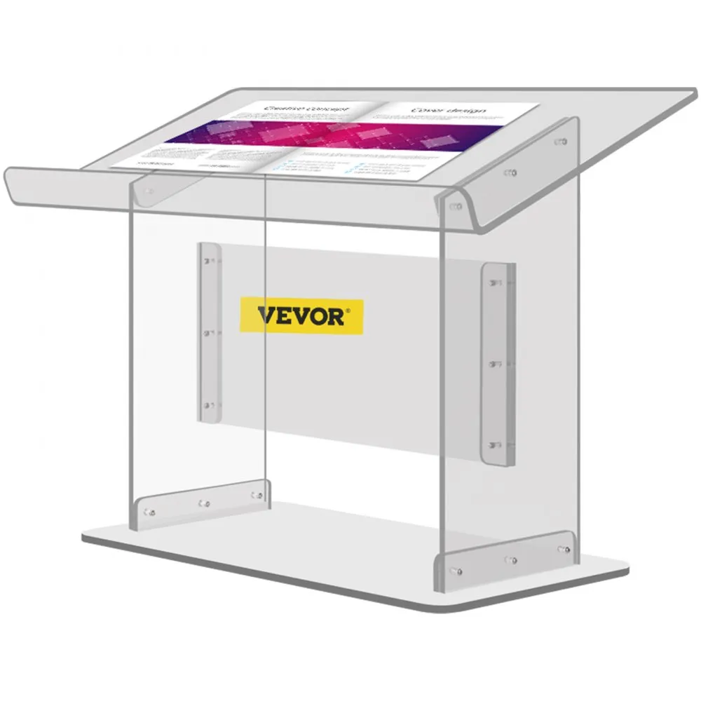 VEVOR Acryl Podium Tafel Afmetingen (LxB)68.58x34.8cm Lessenaar 49.53cm Hoogte Modern Acryl Kerk Stijl Podium met Schroef Kit Id