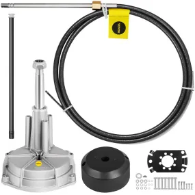 VEVOR buitenboordstuursysteemset, 4572 mm bootstuurkabel, standaard 3/4" taps toelopende as, legering maritiem stuursysteem