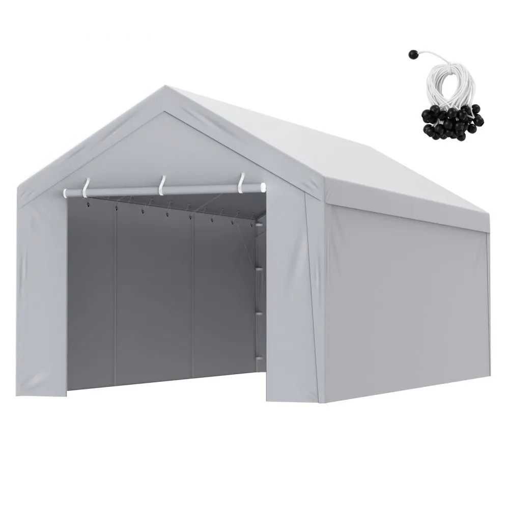 VEVOR CARPORT GARAGETENT, BOVEN EN ZIJWAND 3 X 6 M, GARAGETENT AFDAKZEIL, WATERDICHT EN UVBESCHERMD, EENVOUDIGE INSTALLATIE ME