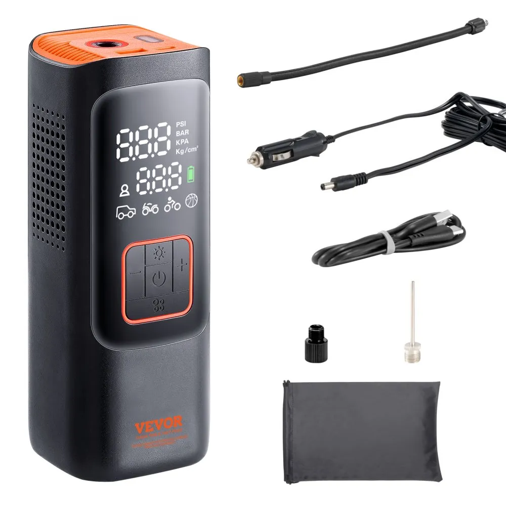 VEVOR DRAAGBARE LUCHTCOMPRESSOR 19 CILINDER MINIBANDENPOMP 3 STUKS 7800MAH 3.7V OPLAADBARE ELEKTRISCHE COMPRESSOR FIETSPOMP 160