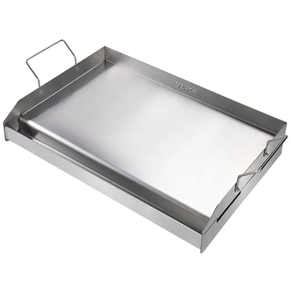 VEVOR GRILLPLAAT 430 ROESTVRIJ STAAL 58,7 X 39,5 X 9,9 CM  UNIVERSELE GRILLPLAAT 2 MM DIK BRUIKBAAR, OUTDOOR BBQ PARTY GRILLPLA