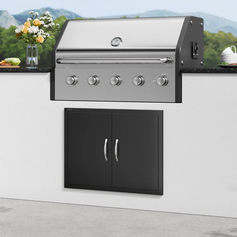 VEVOR Grilltoegangsdeur, 788 x 610 x 46 mm, dubbele buitenkeukendeur, verzonken gemonteerde koude paneeldeur, verticale wanddeur