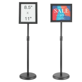 VEVOR informatiestandaard met voet 279 x 216 mm informatiestandaard in hoogte verstelbaar 820-1250 mm posterstandaard, robuuste 