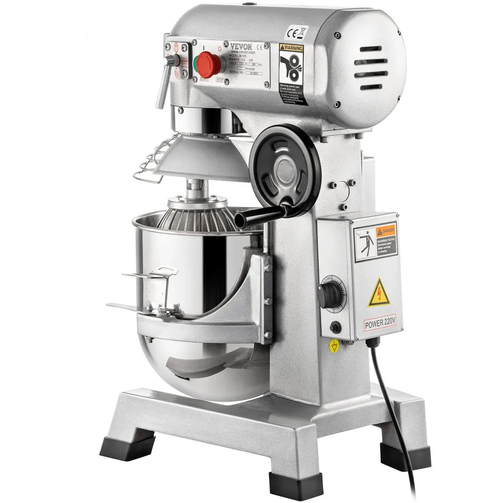 VEVOR Keukenmachine, Commerciële Kneedmachine met 30 Qt RVS Kom, 1500 W Zware Elektrische Keukenrobot 3 Snelheden 108/199/382 RP