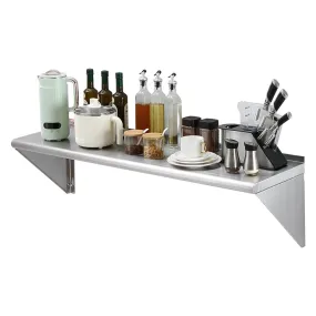 VEVOR kruidenrek wandrek 1219 x 457 x 63 mm, hangend keukenrek met frame, zwevend rek roestvrij staal 180 kg belastbaar, plank w