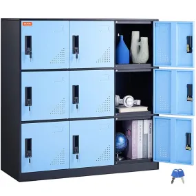 VEVOR lockerkast, lockerkast, 9-deurs opbergkast, garderobekast met 9 vakken, waardevolle spullenkast, laadvermogen 30 kg, kanto