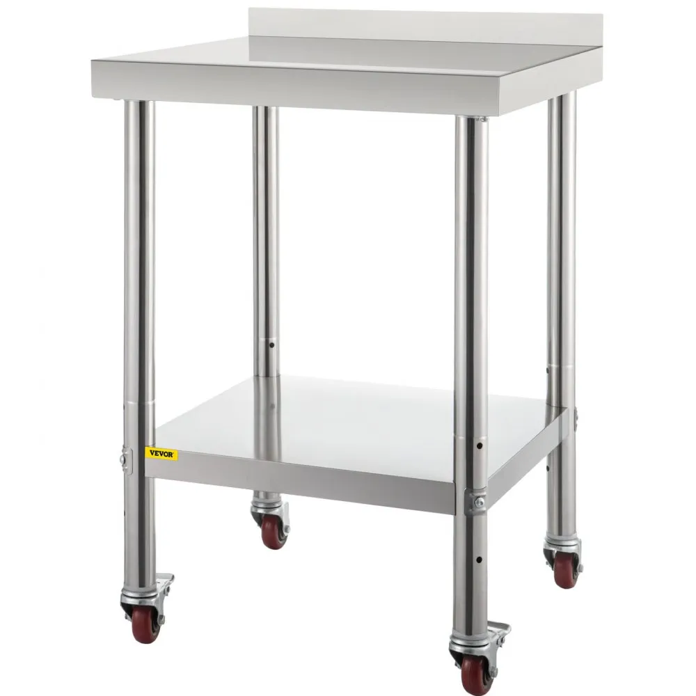 VEVOR roestvrijstalen voorbereidingstafel, werktafel keuken, 200 kg draagvermogen, werktafel metalen werktafel met verstelbare a