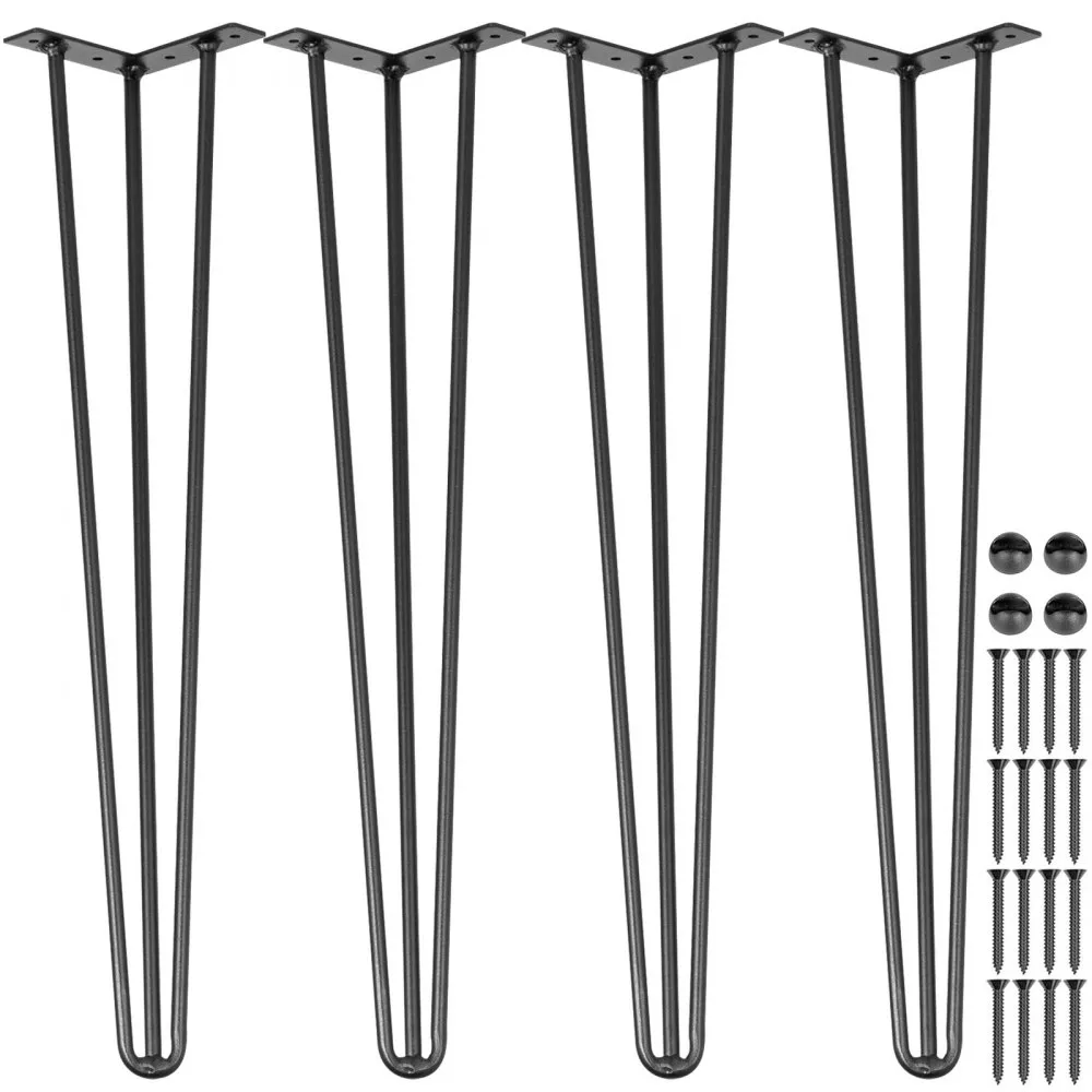 VEVOR Tafelpoten 4 st Tafelpoot Haarspeldpoten 66 cm 26 inch tafelpoten koolstofstaal haarspeldpoten zwart Diy bureau eettafel m