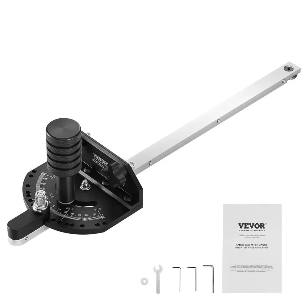 VEVOR verstekmeter standaard gleuf 19 x 9,5 mm aluminiumlegering 15 hoekaanslagen verstelbare zuiger en verwijderbare schijf voo