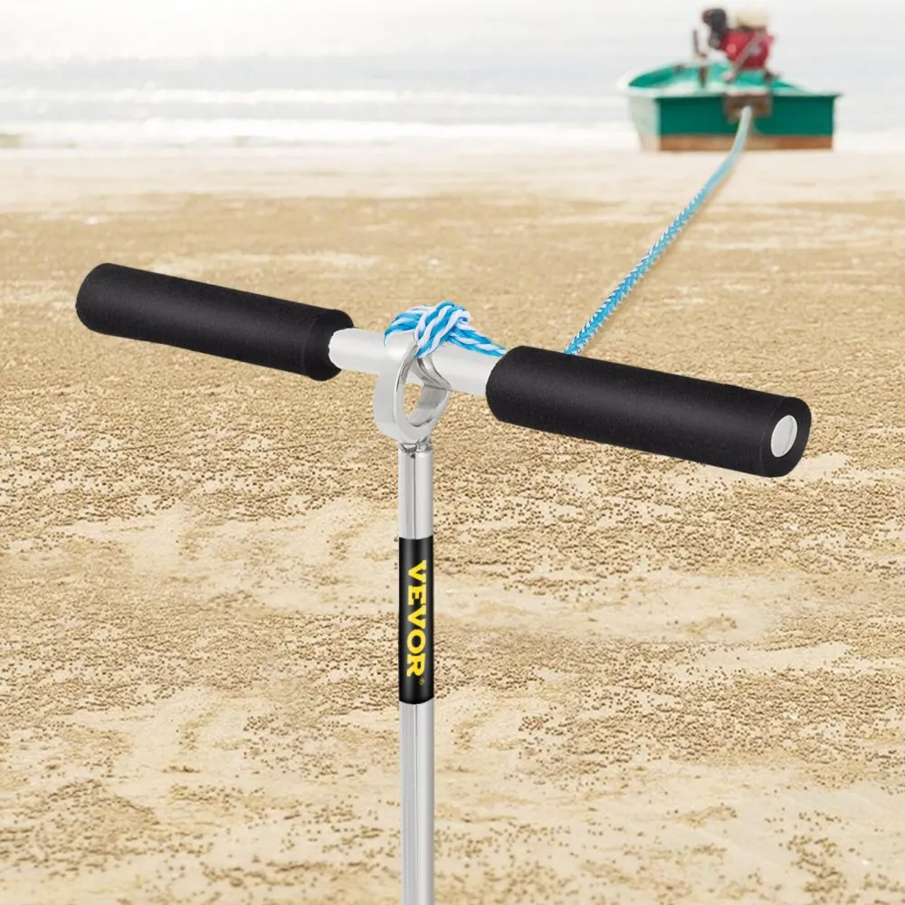 VEVOR Zandankerboor voor strand en zandbank, 90 cm 316 roestvrijstalen schroefanker met afneembare handgreep, bungeelijn en draa