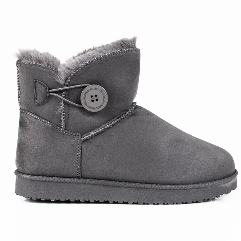 Warme dames snowboots Shelovet grijs met knoop