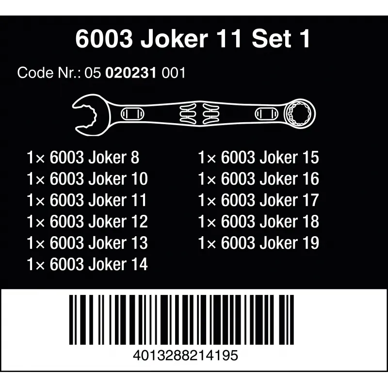 WERA 6003 JOKER 11DELIGE RINGSTEEKSLEUTEL SET