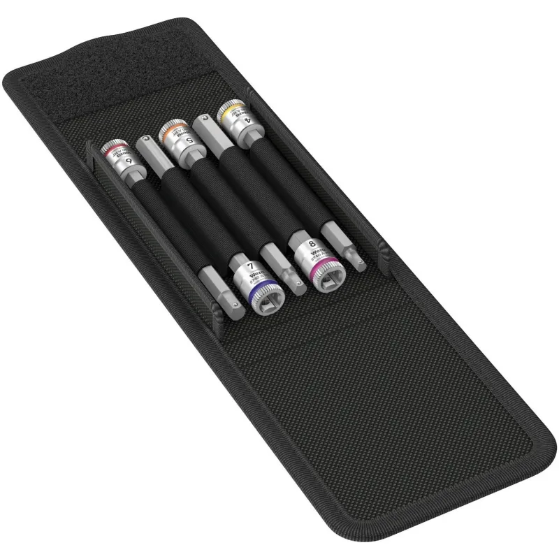 WERA 8740 A INBUS/BINNENZESKANT BITDOPPENSET LANG, MET VASTHOUDFUNCTIE 1/4"AANDRIJVING