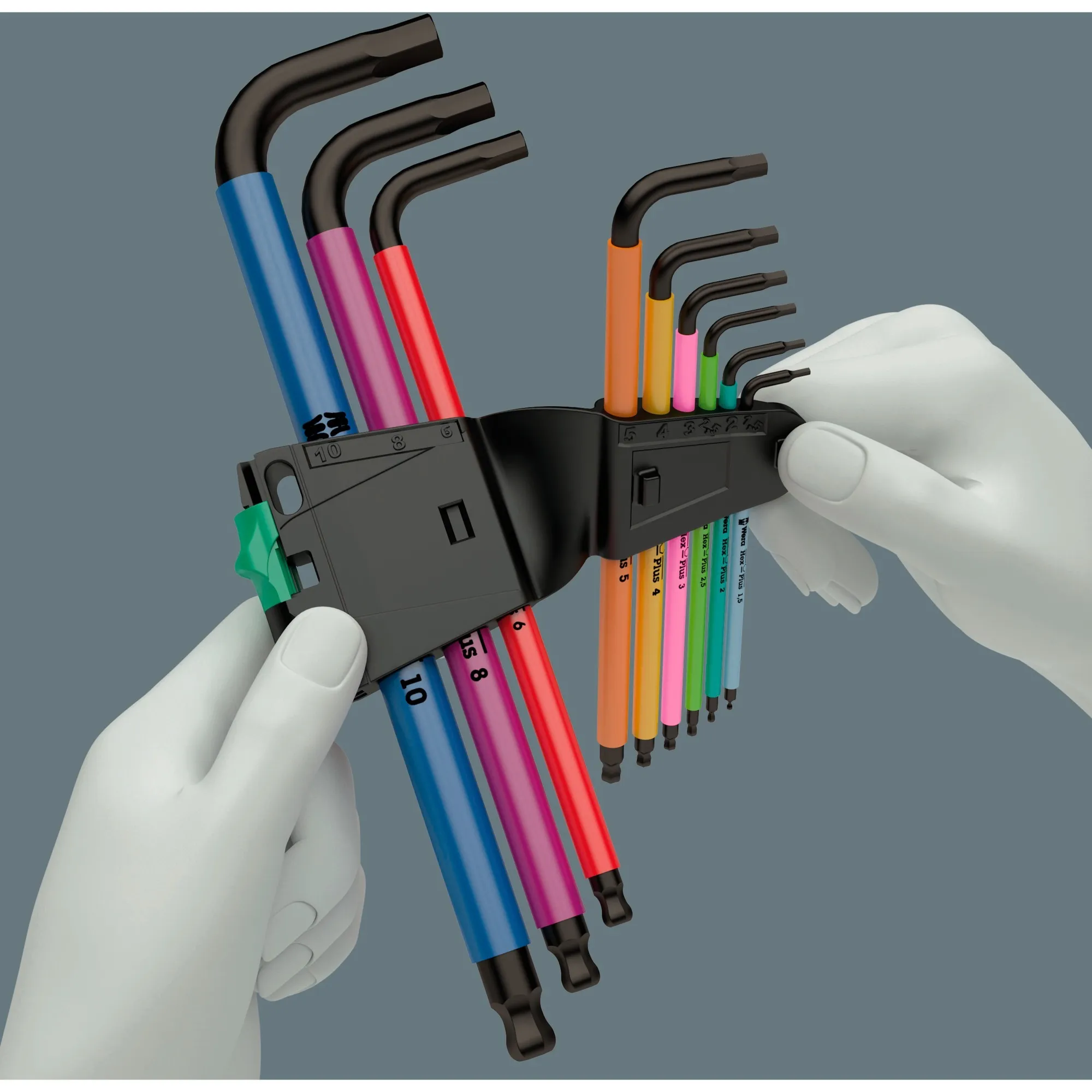 WERA 950/9 HEXPLUS MULTICOLOUR 1 STIFTSLEUTELSET, METRISCH, BLACKLASER (9DELIG)
