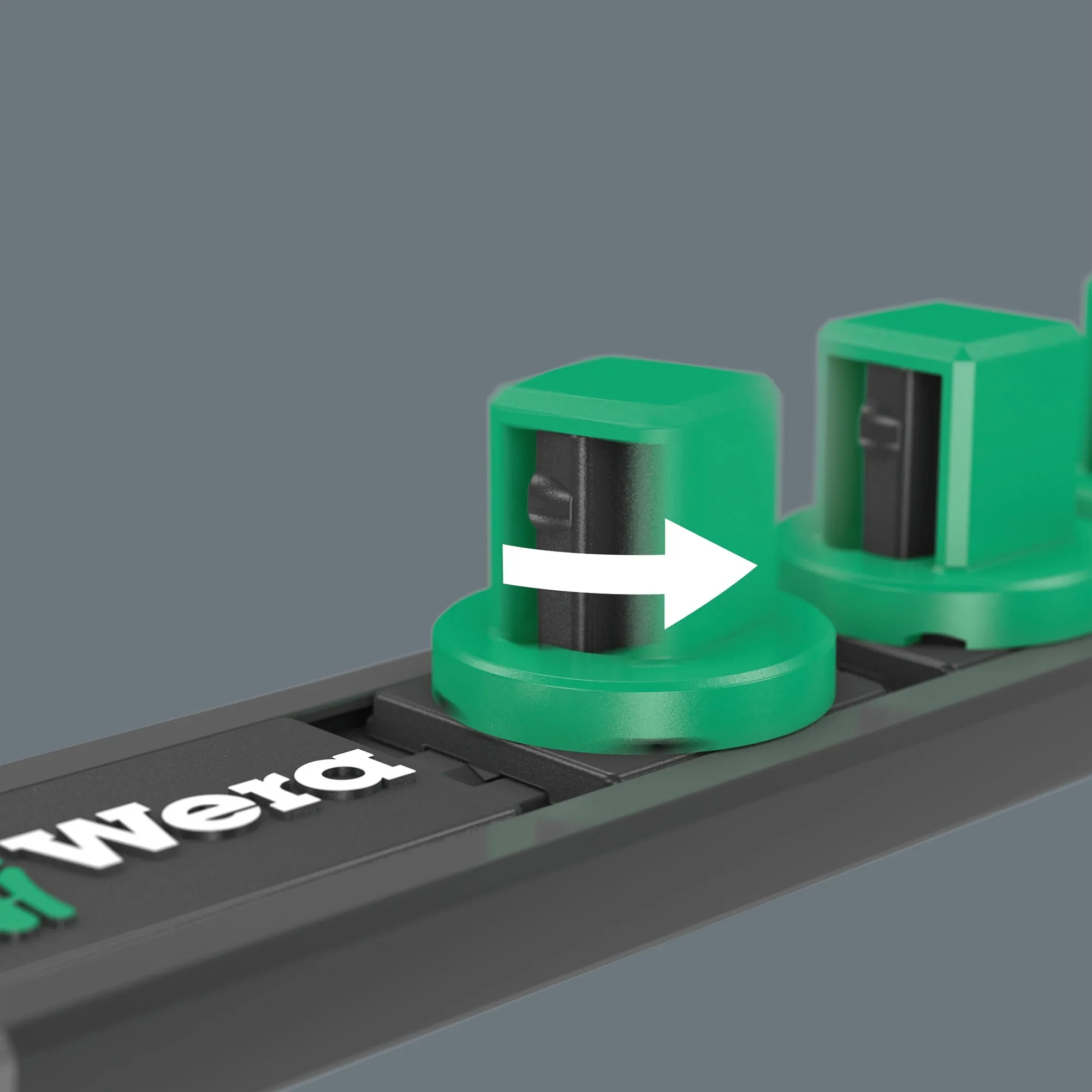 WERA 9607 DOPMAGNEETSTRIP B IMPAKTOR 1 DOPSLEUTEL (ZWART/GROEN, 10‑DELIG)