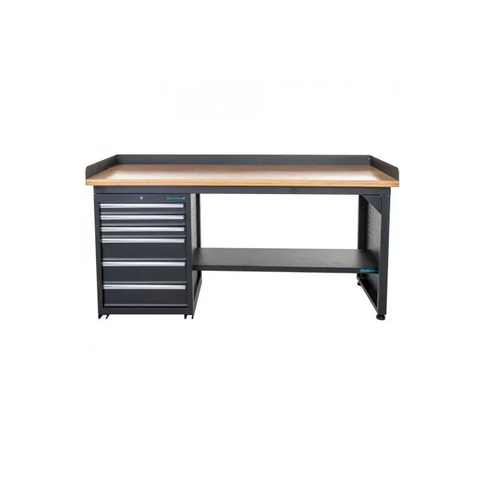 WERKBANK PRO  BAMBOE WERKBLAD  200 CM  ZWART + BANKSCHROEF