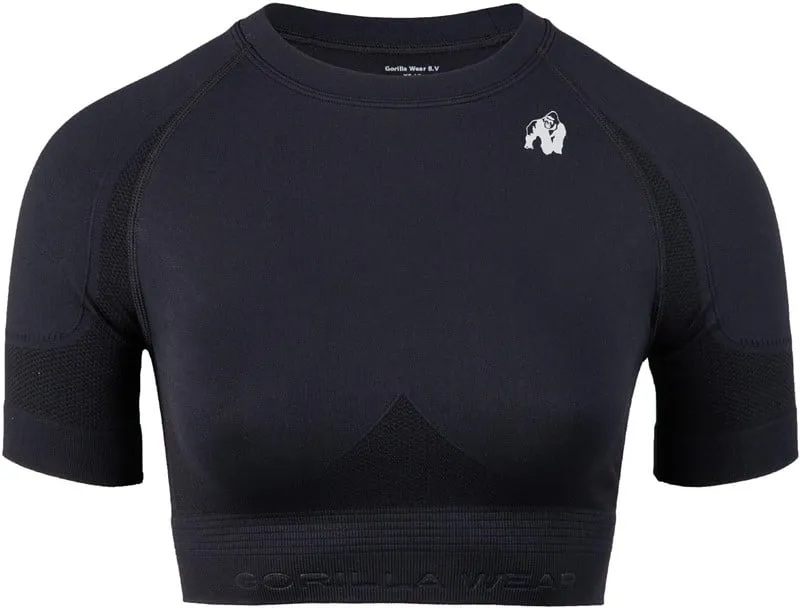 WHITNEY SEAMLESS CROP TOP  BLACK  L/XL
