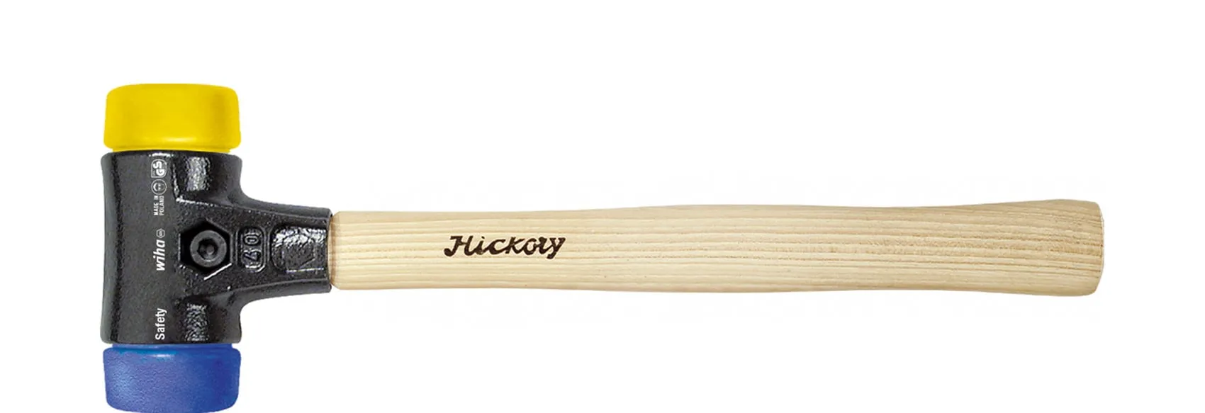 WIHA KUNSTSTOF HAMER SAFETY | MIDDELZACHT/HARD | MET HICKORYSTEEL | RONDSLAGKOP | 60 MM – 26656 – 26656
