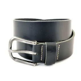 Zwarte casual riem van Cowboysbelt. Dik buffel leer en robuuste gesp.